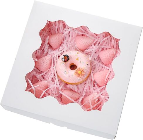 Biocorpla 20-Pack Pie Boxes 9x9x2.5 inches, Bakery Boxes with Window, White Donut Boxes, Strawberry Boxes, Auto-Popup Treat Boxes, Cookie Boxes, Dessert Boxes for Pies, Muffins, Donuts and Pastries in Saudi Arabia