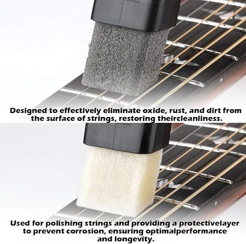 قطعتان من منظف سلسلة الجيتار، ممحاة مزيل الصدأ، أداة تنظيف وتلميع الجيتار، مجموعة تنظيف وتلميع الجيتار للسلسلة ولوحة الفريتس، ​​والباس، والمندولين، والقيثارة in Kuwait