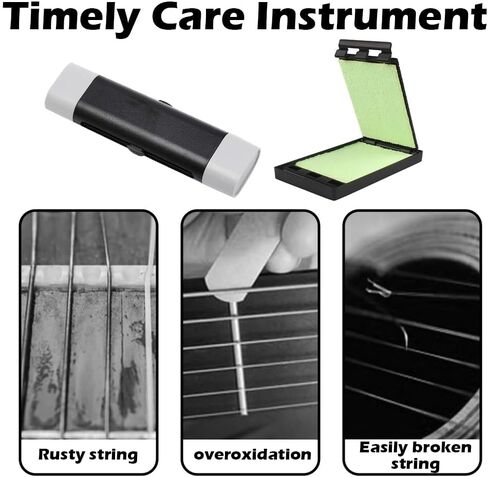 قطعتان من منظف سلسلة الجيتار، ممحاة مزيل الصدأ، أداة تنظيف وتلميع الجيتار، مجموعة تنظيف وتلميع الجيتار للسلسلة ولوحة الفريتس، ​​والباس، والمندولين، والقيثارة in Kuwait