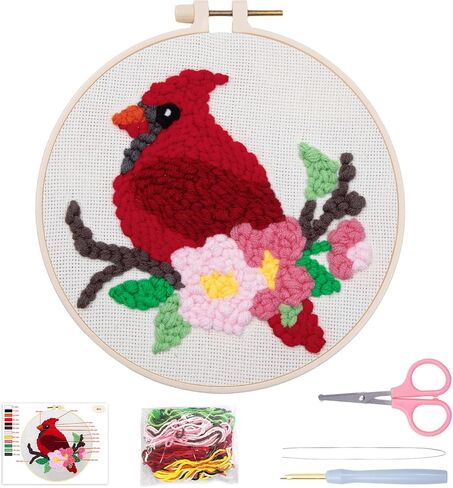 Louise Maelys Beginner Adults Punch Needle Kit لوازم التطريز، مجموعة سجاد DIY، مجموعات الغرز المتقاطعة بما في ذلك قلم التطريز والقماش والطوق والخيوط ونمط المناظر الطبيعية للتعليم in Kuwait