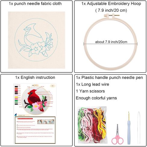 Louise Maelys Beginner Adults Punch Needle Kit لوازم التطريز، مجموعة سجاد DIY، مجموعات الغرز المتقاطعة بما في ذلك قلم التطريز والقماش والطوق والخيوط ونمط المناظر الطبيعية للتعليم in Kuwait