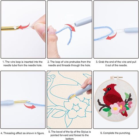 Louise Maelys Beginner Adults Punch Needle Kit لوازم التطريز، مجموعة سجاد DIY، مجموعات الغرز المتقاطعة بما في ذلك قلم التطريز والقماش والطوق والخيوط ونمط المناظر الطبيعية للتعليم in Kuwait