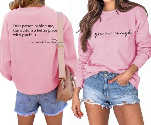 FCYOSO You Are Enough Sweatshirt Women Dear Person Behind Me Grahic Print Pullover Top in Saudi Arabia