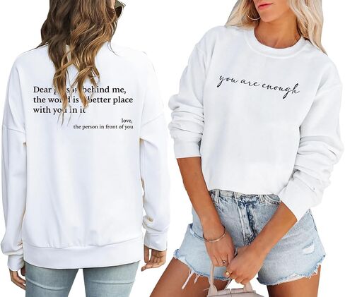 FCYOSO You Are Enough Sweatshirt Women Dear Person Behind Me Grahic Print Pullover Top in Saudi Arabia