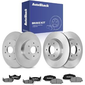 استبدال مجموعة فرامل Autoshack لعام 2011-2015 Nissan Titan 2012-2015 Armada 5.6L V8 4WD RWD الخلفي الأمامي الخلفي والقرص المغطى بالقرص الإلكترونية المغلفة دوارات الفرامل السيراميك BRAKEPKG593 in Kuwait