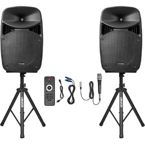 VEVOR Portable PA System with Wireless Microphone & Speakers, 800W Bluetooth PA System, 6-Channel Mixer, Dual 10" Speakers, USB/SD/XLR Inputs, Remote, Stands - for DJs,Events, Fitness, Indoor/Outdoor in Kuwait