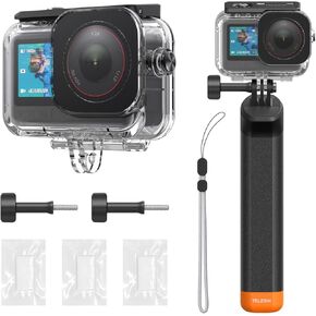 جراب TELESIN مقاوم للماء مع مضاد للضباب لكاميرا DJI Osmo Action 6، قفص غلاف تحت الماء يدعم 60 مترًا/196 قدمًا للغوص العميق مع 6 ملحقات لدعامة الفك السريع in Kuwait