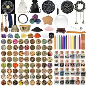 Witchcraft Supplies with Crystal Balls, Wiccan Supplies and Tools for Altar Wicca, Apothecary Starter Kit, Witch Kit for Beginner and Professionals, Include 48 Dried Herbs for Witch Craft (Basic Kit) in Saudi Arabia