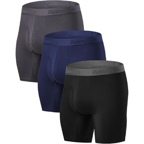 5 Pack Men's Underwear,Rayon Made from Bamboo Cool Boxer Briefs,Ultra Soft,Breathable,No Riding Up Long Leg in Saudi Arabia