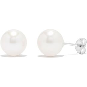 14K Gold AAA Round White Freshwater Cultured Pearl Classic Bridal Stud Earrings - Choice of Pearl Size in Saudi Arabia