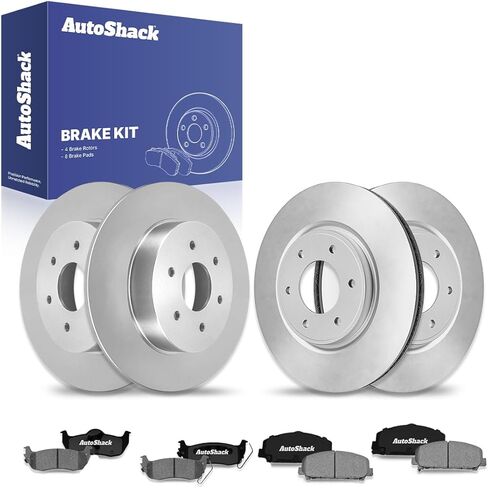 AutoShack Brake Kit Replacement for 2011-2015 Nissan TITAN 2012-2015 Armada 5.6L V8 4WD RWD Front Rear Drilled & Slotted E-Coated Disc Brake Rotors Ceramic Brakes Pads BRAKEPKG593 in Saudi Arabia
