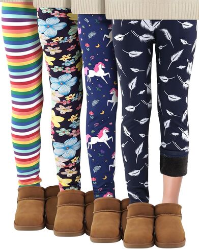 4 Pack Girls' Fleece Lined Leggings Winter Tights Pants Soft Warm Stretchy Pants in Saudi Arabia