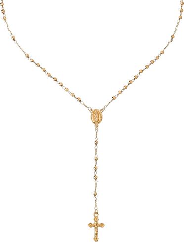 Nazareth Store 18K قلادة من المسبحة البرونزية المطلية بالذهب ، سيدة غوادالوبي ميدالية وصلاة الصلاة الكاثوليكية هدية المجوهرات الدينية للنساء والرجال in Saudi Arabia