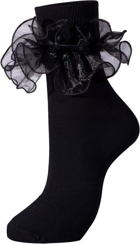 Dicry Socks for Women Big Ruffle Socks with Turn Cuff and Double Lace in Kuwait