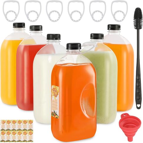 35pcs 10oz Empty Plastic Juice Bottles with Caps Reusable PET Food Grade Drink Bottles with Leak-Proof Tamper Evident Caps Bulk Clear Beverage Containers for Homemade Drinks Smoothie Milk in Saudi Arabia