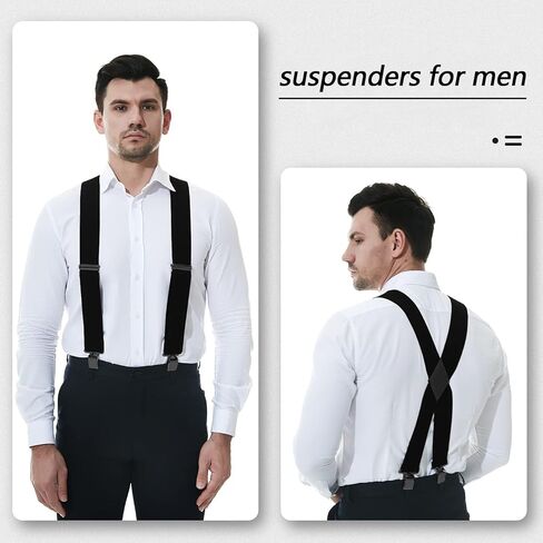 Suspenders for Men Big and Tall X Back Adjustable 2" Wide Elastic Braces with 4 Heavy Duty Clips in Saudi Arabia