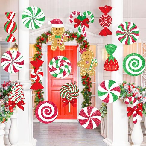 Gingerbread Christmas Decoration Outdoor - 18pcs Outdoor Waterproof Hanging Gingerbread House Ornaments for Yard Porch Christmas Tree Decor in Saudi Arabia