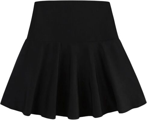 2 Pack Girls Tennis Shorts with Pockets 2 in 1 Elastic Athletic Skorts for Toddler Kids Golf Skirt 7-9 Years Black/White in Kuwait
