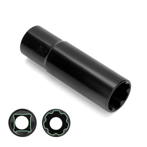 Small 6 Point Spline Lug Nut Socket, 1/2-Inch Drive Impact Square Tool – Easily Remove M12x1.5, M12x1.25, 1/2-20, M10x1.25, 3/8-20 Lug Bolts/Nuts | 1 Pc (Black) in Kuwait