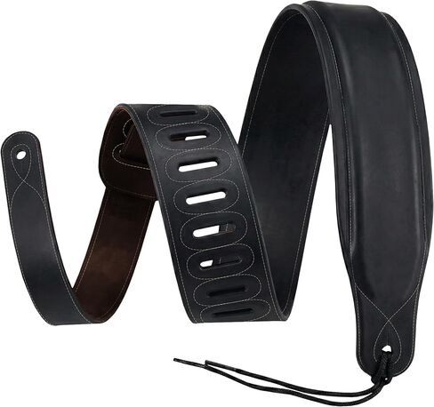 CMC Cowhide Leather Guitar Strap for Acoustic, Electric, Bass Instrument, Premium, Adjustable, 3 1/4" Wide, in Saudi Arabia
