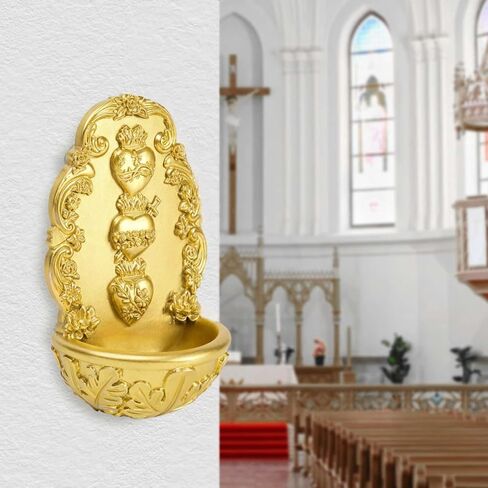 Holy Water Font Sacred Heart Catholic Decor - Holy Water Holder with Lord's Prayer Card Fuente De Agua Bendita for Wall, Altar, Home Entrance in Saudi Arabia