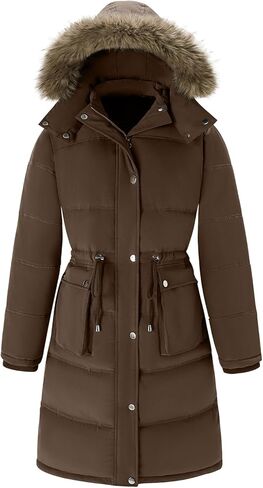 Garemcy Women's Winter Coat Water Repellent Long Puffer Jacket Warm Parka with Detachable Fur-trim Hood in Kuwait