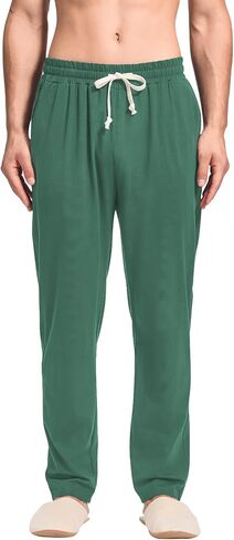 HEAVYWOOD Mens Pajamas Pants Cotton Lightweight Sleep Pj Pants Stretched Lounge Pants with Pockets Breathable Comfy Sleepwear in Saudi Arabia