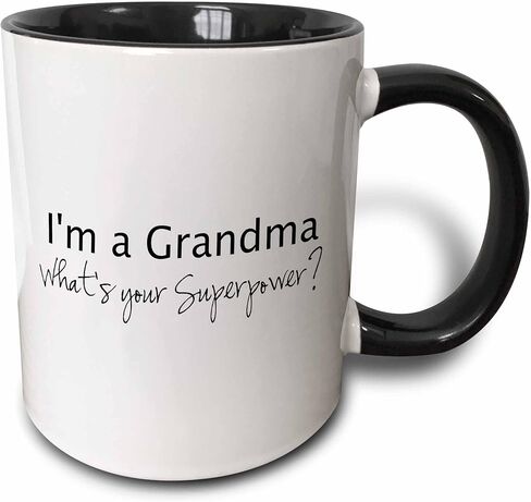 3dRose I'M A Grandma-What's Your Superpower-Funny Gift for Grand Mom Two Tone Mug, 11 oz, Black in Saudi Arabia