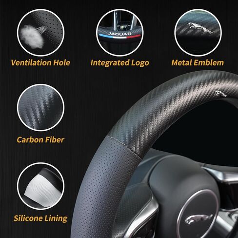 Carbon Fiber Leather Steering Wheel Cover for Infiniti G35 G37 Q50 Q60 QX50 QX60 QX70 FX35 FX37 FX50 M35 M37 M56, 14.5''-15" Non-Slip Breathable PU Leather Infiniti Interior Accessories in Saudi Arabia