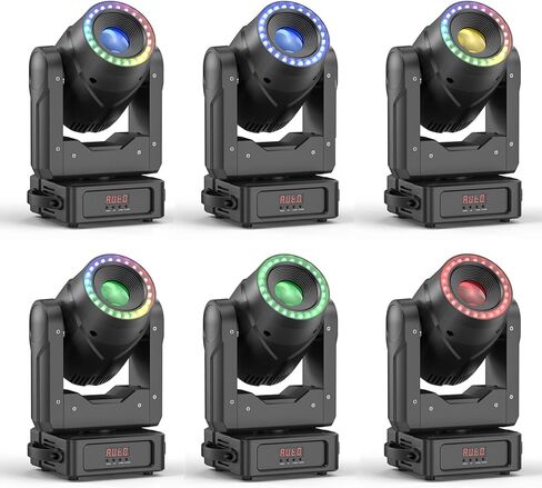 LED RING HEAD HEAD HEAD DJ LIGHTS ، 150W RGBW 4-in-1 BEAM LIGHTS مع 7 ألوان 7 GOBOS 3 PRISMS ، إضاءة على المسرح تسيطر عليها 13/15CH DMX-512 ＆ تم تنشيط SOUND لـ Party Club Christmas Dance KTV -2 Pack in Kuwait