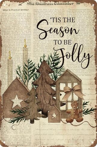 UYIKG Retro Vintage Christmas Santa Santa Wall Decor Sign, Farmhouse Christmas Metal Tin Signs for Home Bedroom Decor 8x12 Inches in Saudi Arabia