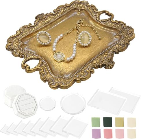 Vintage Gold Jewelry Trays - Small Ring Holder Jewelry Dish, Antique Trinket Dish, Decorative Key Plate, Birthday & Wedding Gifts for Women, Room Wedding Decor in Kuwait