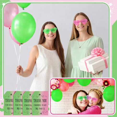 Flutesan 24 أزواج Witch Party Heart Sunglasses Props لصالح النظارات الشمسية الوردي والأخضر مع شكر هدية بطاقة لصالح حفل عيد الميلاد إكسسوارات الزي in Saudi Arabia