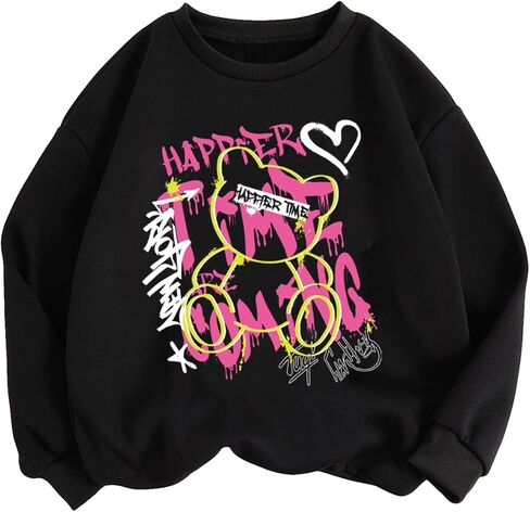 Sweatyrocks رسالة Girl's Graphic Sweatshirt Eversial Crewneck Long Sleeve Termal Tops Tops in Saudi Arabia