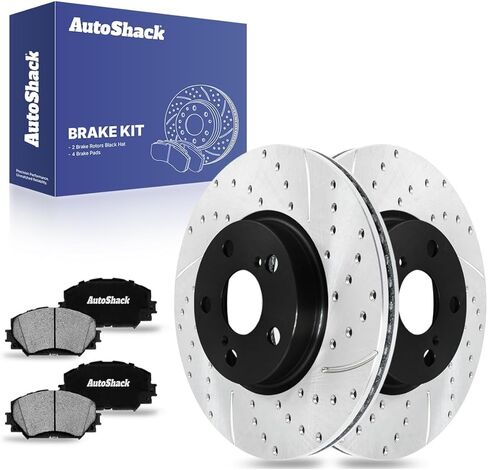 Autoshack Front Brake Kit Praking for Toyota Corolla Scion XD FWD حفر ومقاطع فرامل القرص الإلكترونية المغطاة بمنصف الفرامل الخزفية السوداء 10.83 "275 مم SCDPR41507415071210 in Saudi Arabia