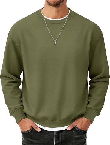 MAGCOMSEN Mens Sweatshirt Fleece Lined Long Sleeve Cotton Crewneck Pullover Winter Warm Casual Thermal Basic Tops in Saudi Arabia
