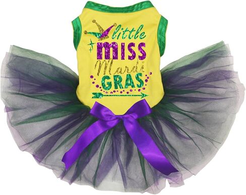 Petitebella Clown Little Miss Mardi Gras Puppy Dog Dress (Black/Purple Sequins, Medium) in Saudi Arabia
