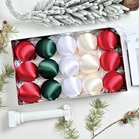Christmas Balls Ornaments, 15 Pcs Green & Brown Christmas Tree Ornaments with Velvet, Multicolor Xmas Tree Decorations for Christmas Tree Holiday Wreath Garland Decor Ornaments (Green, 3.15 Inch) in Saudi Arabia