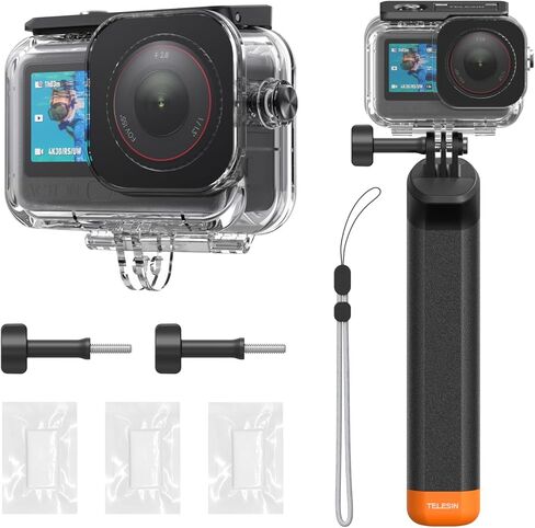 جراب TELESIN مقاوم للماء مع مضاد للضباب لكاميرا DJI Osmo Action 6، قفص غلاف تحت الماء يدعم 60 مترًا/196 قدمًا للغوص العميق مع 6 ملحقات لدعامة الفك السريع in Kuwait