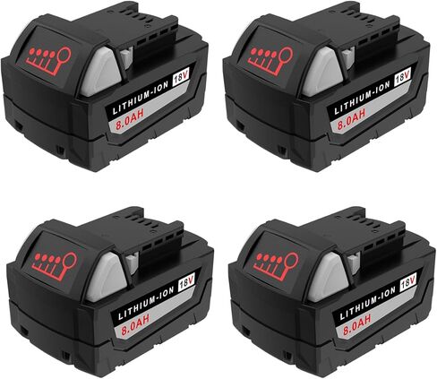 استبدال بطارية XAMP 18 فولت لبطارية M18 8.0 أمبير، بطارية متوافقة مع الأدوات والشواحن، متوافقة مع 48-11-1850، 48-11-1852، 48-11-1865، 48-11-1862 إلخ الأدوات اللاسلكية (4 عبوات) in Kuwait