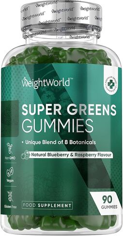 Greens Greens Super Greens للبالغين - 90 Superfood Gummies (45 يومًا من الإمداد) - Supergreens للطاقة والمناعة والهضم - نكهة التوت الطبيعية والتوت - نباتي وخالي من الغلوتين وغير المعدلة وراثيًا in Kuwait