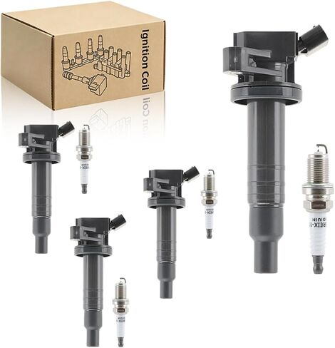 Ignition Coil Pack Spark Plugs Kit fit for 1.8 L4 2000 2001 2002 2003 2004 2005 2006 2007 2008 Toyota Corolla, Toyota Matrix Celica, Pontiac Vibe, MR2 Spyder, Chevy Prizm, UF247, pack of 4 in Saudi Arabia