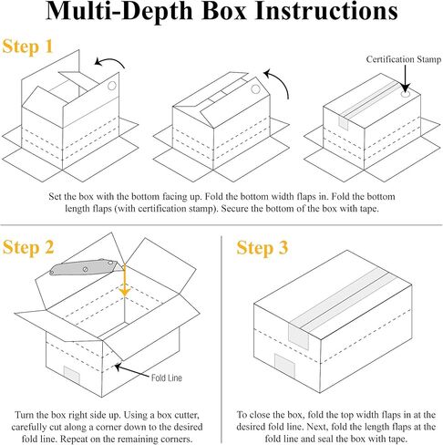 Partners Brand PMD141212 Multi-Depth Corrugated Boxes, 14"L x 12"W x 12"H, Kraft (Pack of 25) in Saudi Arabia