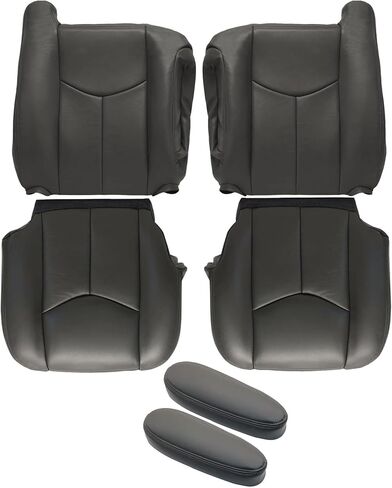 GXARTS Driver and Passenger Side Bottom and Top Lean Back Leather Seat Cover and Armrest Seat Cover Med Tan #522/52i Fit for Chevy Silverado Tahoe Suburban Avalanche GMC Sierra Yukon 2003-2007 in Saudi Arabia