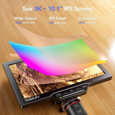 TOMLOV Autofocus Digital Microscope TM3K-AF Max: 3K Flex Arm HDMI Microscope with Screen, Micro Soldering Microscopes, Coin Magnifier, 10.1" IPS Screen, Side Lights, Repair Mat, PC/TV Compatible, 64G in Saudi Arabia