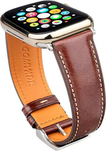 Leather Bands Compatible with Apple Watch Band 42mm 44mm 45mm 49mm Ultra, Replacement Band Leather Strap for Men iWatch Ultra 3/2/1 Series 9 8 7 6 5 4 in Saudi Arabia