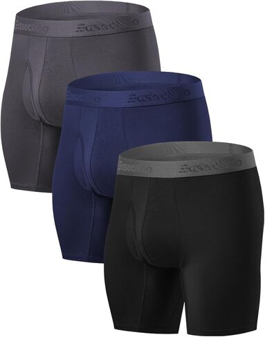 5 Pack Men's Underwear,Rayon Made from Bamboo Cool Boxer Briefs,Ultra Soft,Breathable,No Riding Up Long Leg in Saudi Arabia
