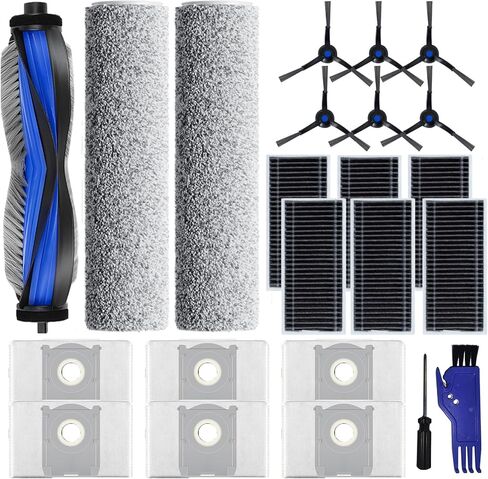 23pcs قطع غيار استبدال ecovacs deebot x8 pro omni/yeedi s14 بالإضافة إلى robot facuum accessories kit: 1 الفرشاة الرئيسية ، وسادات ممسحة 2 الأسطوانة ، 6 مرشحات ، 6 فرش جانبية ، 6 أكياس غبار ، 2 أدوات in Kuwait