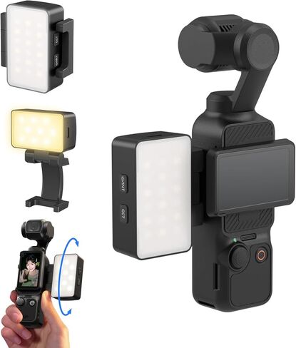 مصباح فيديو SmallRig RGBWW LED لـ DJI Osmo Pocket 3، مصباح فيديو مع بطارية 650 مللي أمبير في الساعة، وضع CCT وRGB 2700K-6500K، تعديلات 360 درجة، لتسجيل مدونة فيديو سيلفي، مصور مبدعي المحتوى - 5745 in Saudi Arabia