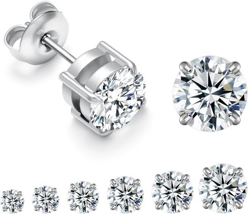 7 Pairs Stud Earrings Set, Hypoallergenic surgical steel Cubic Zirconia Earrings CZ Earrings 2-8mm in Saudi Arabia